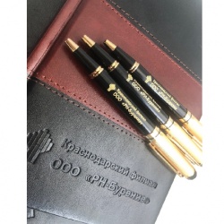 Ежедневник и ручка с логотипом для компании "РН Бурение"
